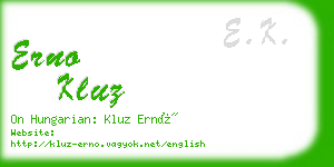 erno kluz business card